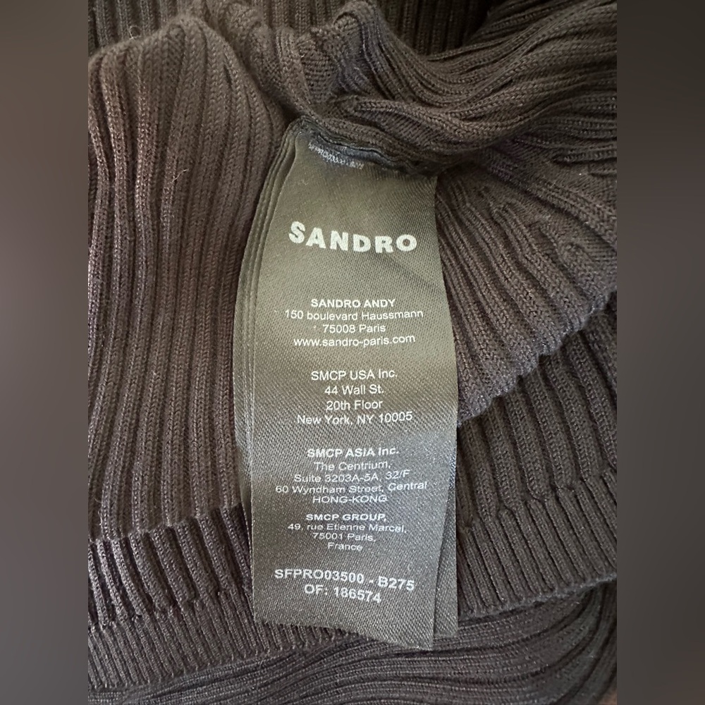 NWOT Sandro Gabriella black and ecru silk blend ribbed tank maxi dress - Picture 6 of 6